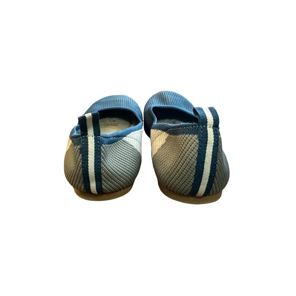 Lily & Dan Kids Girls Knit Ballet Flats Blue Tan‎ White Striped Size 4/5